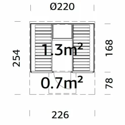Anita 1,3, 0,7 m2 Med Glasvägg
