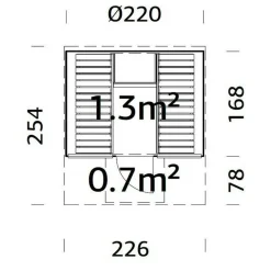Anita 1,3, 0,7 m2 Med Glasvägg