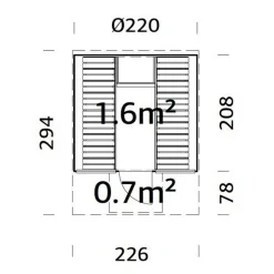 Anita 1,6, 0,7 m2 Med Glasvägg