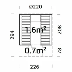 Anita 1,6, 0,7 m2 Med Glasvägg