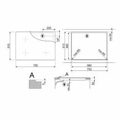 SI1M24744D med 4 kokzoner Svart 75 cm