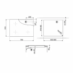 SI1M24744D med 4 kokzoner Svart 75 cm