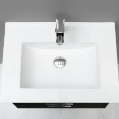 Slim Svart Ek 60 med Lådor och Spegel Luna LED