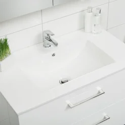 Slim Vit 80 med Lådor och Spegel Luna LED